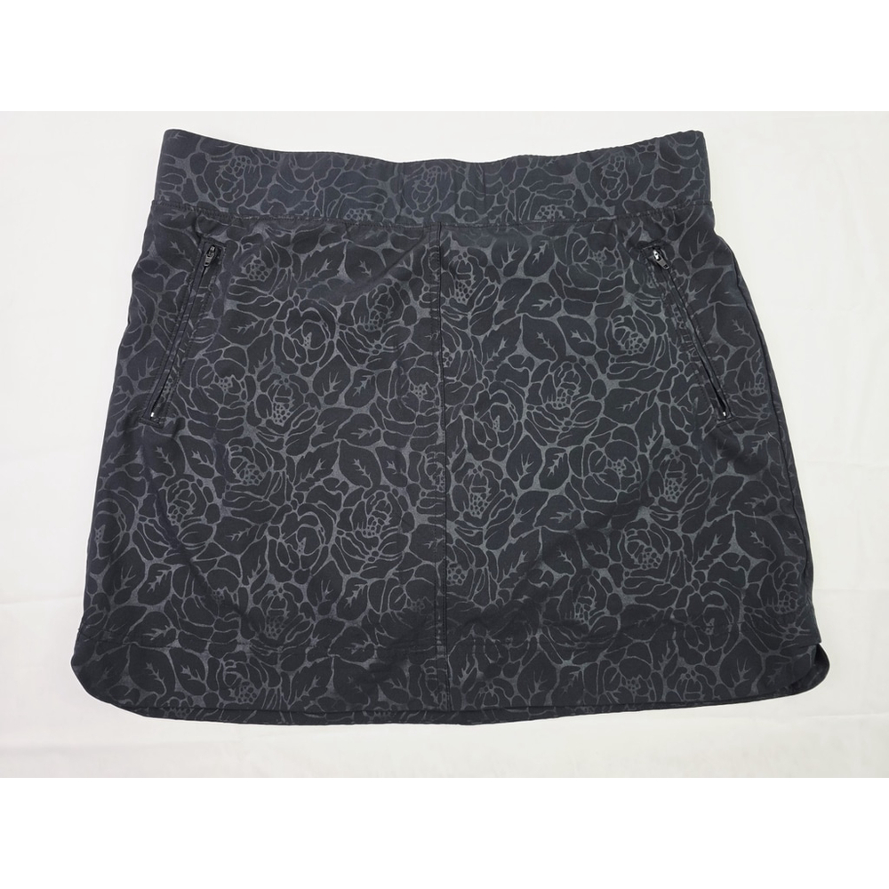 Orvis Travel Skort Black Rose Embossed Mesh Inner Shorts Pull On Women's L